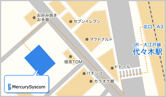 代々木駅からマーキュリーシスコムまでの地図